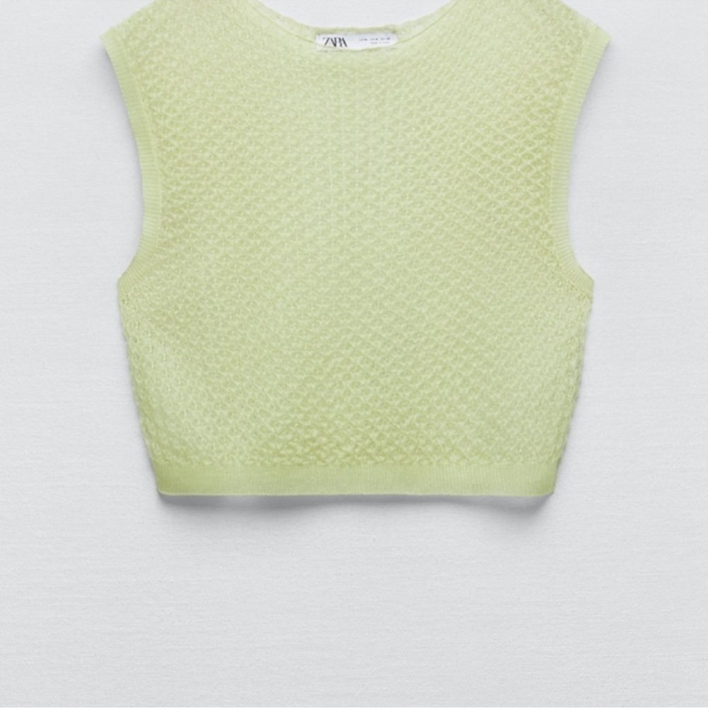 Zara textured knit semi-sheer top
